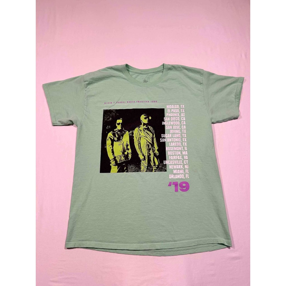 Wisin Y Yandel 2019 North American Tour Graphic T-Shirt Mint Green MD/LG